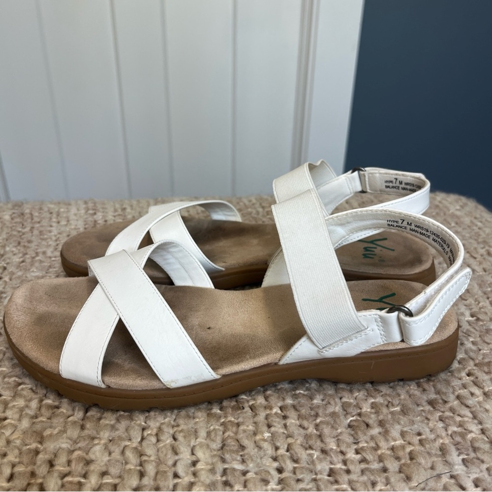 Yuu Hype Women's Size 7 M White Comfort Sling Back Sandals Elastic Strap - Picture 3 of 6